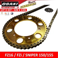 FZ16 / FZi / Sniper 150 / Sniper 155 Osaki Lucky Gold Chain & Sprocket Set [Made Thailand]
