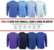 (2XS XS) Small Size Soft Cotton Long Sleeve T-Shirt Unisex 160gsm Baju Kosong Lengan Panjang RNL2 Group B