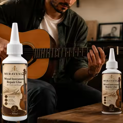 Wood Instrument Repair Glue 50ml Set Flat Brush Detail Brush for Guitar Violin Cello BridgeNeck Crac