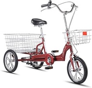 Bike Three Wheel Bike, Adult Tricycle 14In Three-Wheeled Bicycles Adjustable H&amp;lebars Three Wheel Cruiser Bike High Carbon Steel Frame 3 Wheel Bikes for Seniors Women Men Cycling Pedalling