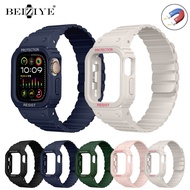 beiziye Mod Kit Case Rubber Strap For iWatch Series 9 8 7 6 SE 5 4 iWatch Ultra 2 1 Silicone Armor Cover Magnetic straps Bracelet iWatch Band 49mm 45mm 44mm 41mm 40mm Smart watch Band