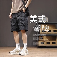 2025 Thin Overall Shorts Men's Street Wear American Outdoor Function Multi-pocket Straight Five-poin