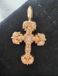 Chrome Hearts 22k mini filigree cross with diamonds chrams