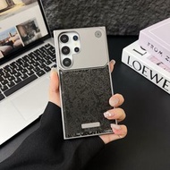 內地直送 - 3D幻彩磁吸皮纹适用三星S25U手机壳新款S23U无边框散热S24Ultra金属漆水波纹苹果S25U仿皮革手机壳s25ultra保护套-幻彩皮纹--闪耀黑（赠送香薰片） 三星Galaxy