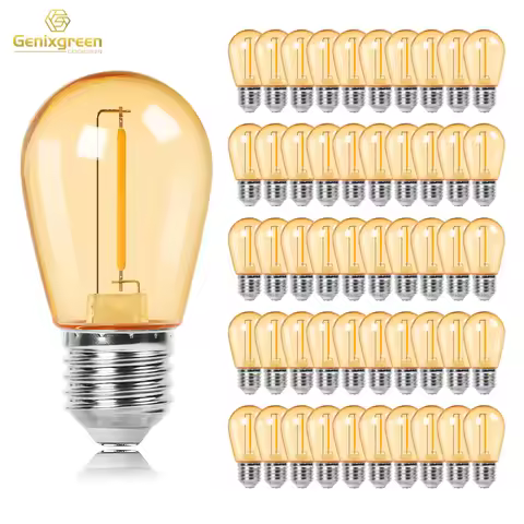 E27 LED Edison Light Bulb S14 1W Amber Plastic Shatterproof 10W Equivalent Incandescent Bulb Dimmabl