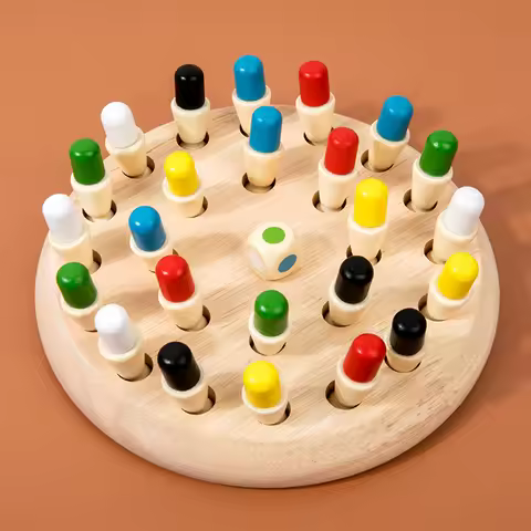 Kids Wooden Memory Match Stick Chess Fun Color Game Board Puzzles Montessori Cognitive Learning Educ