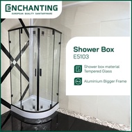 ENCHANTING Shower Box Kaca Temper Glass Kamar Mandi E5103 Complete Set with Tray & Afur