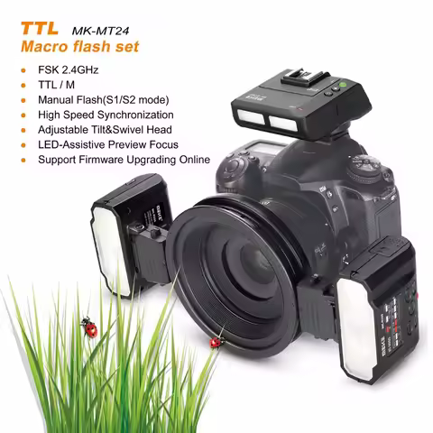 Meike MK-MT24 Macro Twin Lite Speedlight Flash for Canon 5D 6D 7D 760D 750D Sony A6300 A6500 A6700 N