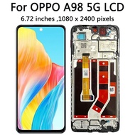 จอ LCD คุณภาพสูงสำหรับ OPPO A98 5G CPH2529 หน้าจอสัมผัส Digitizer อะไหล่ทดแทนประกอบ100% ทดสอบ