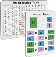 LAIAMER 6 Set Multiplication Table Chart WhiteBoard, 9" x 12" Double Sided Dry Erase Multiplication 