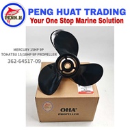 MERCURY TOHATSU 15HP /18HP 9 PITCH ALUMINIUM PROPELLER P/N : 362-64517-09