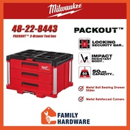 MILWAUKEE 48-22-8443 PACKOUT™ 3-Drawer Tool Box Storage Box Bekas Simpanan PACKOUT 48228443