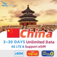 China Sim card 1~15 Days unlimited Data High speed China Taiwan Macau FB INS WA Support eSIM