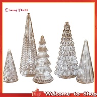 【Chuangtfx03】Home Party for Xmas Decor 5PCS Illuminated Mercury Glass Trees with Led Lights Christma
