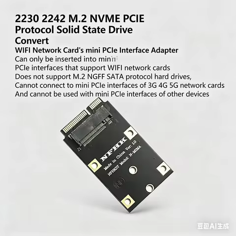 lower mini PCIE to nvme Adapter NVMe SSD mini PCI Express Connector Supports 2230 nvem SSD Full Spee
