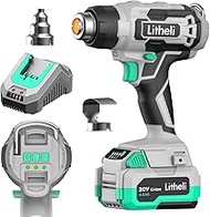 Litheli 20V Cordless Heat Gun,Hot Air Gun Kit Portable,3 Temperatures Max. 932℉,2 Nozzles, 200L/min,