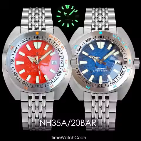 Tandorio Diving Watch for Men 42mm NH35A Automatic Mechanical 20BAR Sapphire Crystal 200m Waterproof