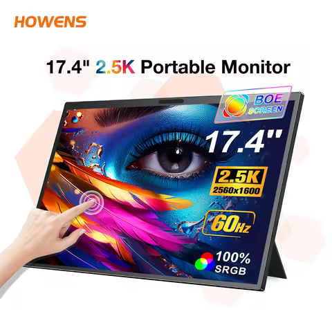 17.4 Inch 2.5K Touch Portable Monitor IPS HDR 100% sRGB 10-Point Touch 75x75 Type‑C Mini HDMI For Sw
