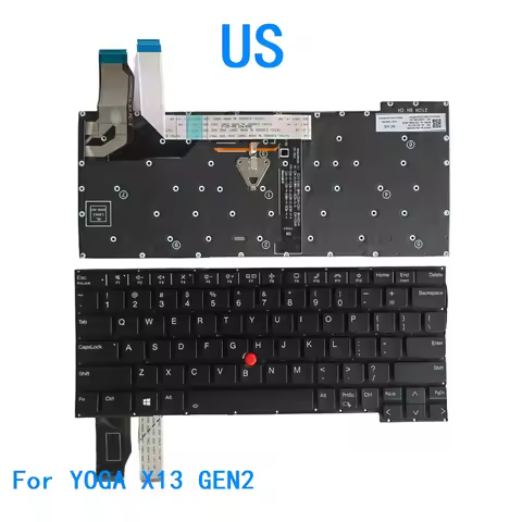 New US Language Backlit Keyboard For Lenovo Thinkpad YOGA X13 GEN2 Notebook PC Replacement Keyboard
