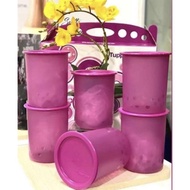 (1)Tupperware Mosaic/Camellia One Touch Canister 1.25L purple container unggu one touch camelia