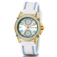 jam tangan wanita original GUESS GW0554L2 GOLD BLUE RUBBER PUTIH