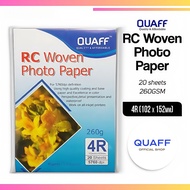 Quaff RC Woven Photo Paper 260gsm 20 Lembar [A4/5R/4R/3R] - Kertas Foto Resin Tahan Air & UV Cetak T