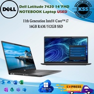 DELL LATITUDE 7420 i7-11TH GEN(1165G7)/16GB RAM/512GB SSD/14" FHD/WIN 11 PRO USED LAPTOP