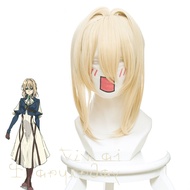 Violet Evergarden Ponytail Braid Buns Blonde Heat Resistant Hair Peluca Anime Cosplay Costume Wig + 