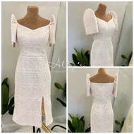 Modern Filipiniana Dress Midi Overall Lace with slit