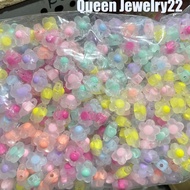 Crystal bead mote filled with flat doff flowers mixed with rainbow colors 1 pound