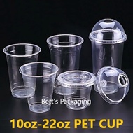 10oz-22oz PET Cup + Lid 50pcs / Dome Lid Cup / Clear Flat Lid Cup / Grande Cup / Coffee Cup / Transp
