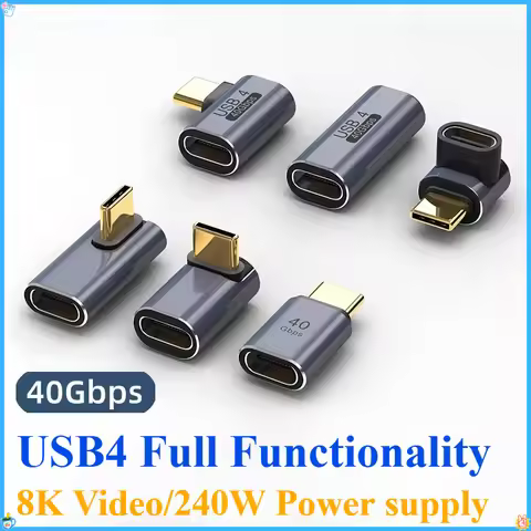 Type-C Male To Type-C Female Adapter 40GB 90-degree Bend U-shaped PD100w Compatible with Thunderbolt