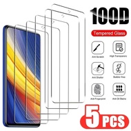 5ชิ้นกระจกนิรภัยสำหรับเหมาะสำหรับ Xiaomi Poco X3 F5โปร C40 X4 GT X3NFC F3 F4 GT M5 M5S ปกป้องหน้าจอสำหรับ Mi Poco F2 M2 M3 M4 X4 X5 Pro