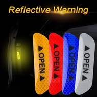 4pcs/set car door safety warning stickers universal brand open high reflective tape auto exterior motorcycle bicycle helmet sticker