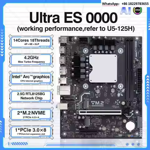 Motherboard With Core Cpu Ultra 0000 Seri(refer To Ultra5 12*h) Ddr5 Ram Ai Argb Lga115x Pcie 3.0x8 
