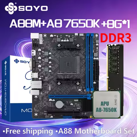 SOYO A88M Motherboard DDR3 8G*1 A8-7650 CPU Computer components Game SATA 3.0 AMD FM2 Memory comb PC
