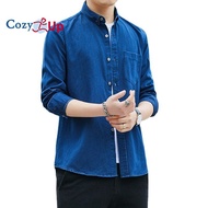 Cozy Up Men S Spring/summer Denim Long Sleeve Shirt Men S Cardigan Shirt Slim Japanese Casual Shirt