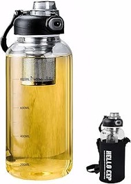 Joyan Glass Water Bottle 1 Litre Made of High Borosilicate Glass, Portable with Unique Lid Design, 2