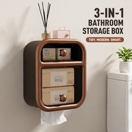 Toilet Paper Holder Waterproof Wall Mounted Tissue Box Bathroom Storage Rack No Drill Hygienic