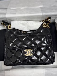 全新Chanel hobo天貓精靈黑金小號