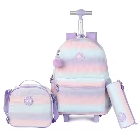 School Backpack set Rolling Backpack for Girls Students Book Bag Wheeled Backpack Trolley School Bag