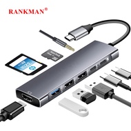 Rankman Type C to 4K HDMI-compatible USB C 3.0 Charging SD TF Audio Dock Adapter Hub for Samsung S21 Dex Xiaomi 11