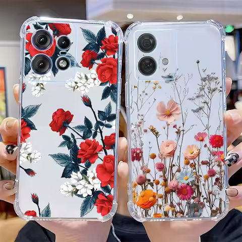 EDGE 40Neo Different Flowers Transparent Phone Case For Motorola Moto Edge 40 30 30Pro 40Neo 50Pro 3