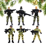 Patung-patung Askar 6 Keping Model Askar Koleksi Aksesori Set Mainan Mini Action Figure Selamat untu