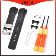 YIFILM Watch Accessories Strap Suitable For Casio MTG-B1000 G1000 10000 Resin Watch Band Solid Steel Linker Rubber Men's Pin Buckle Bracelet