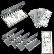 5 Pack Currency Sleeves Storage Case with 500 Pieces Dollar Bill Holder Clear Plastic Paper Money Sl