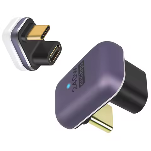 240W USB 180 Degree Adapter U Shape Type C 4 Male to Female 40Gbps Connector for Thunderbolt Switch,