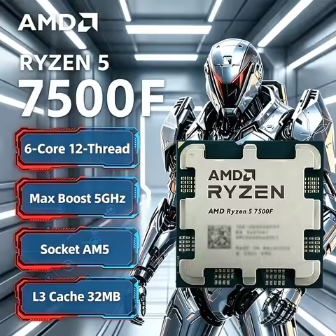 AMD Ryzen 5 7500F 3.7GHz 6-Core 12-Thread L3=32M Processor 65W R5 7500F Socket AM5 5NM DDR5 New Gami