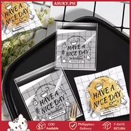 100Pcs Cookie Packaging Bag Self Adhesive Plastic Candy Gift Have a Nice Day DIY Baking Bags