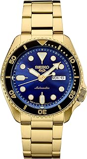 SRPK20,Men Sport,GMT,Mechanical,Automatic,Stainless,Gold Tone,Blue Dial,100m WR, Seiko 5